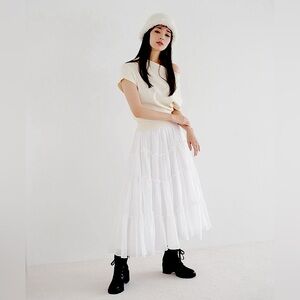 SNIDEL High-waisted Tiered Cotton Skirt, Women’s, size 0